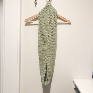 Green Knit Homemade Braided Scarf